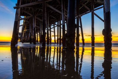 Low angle view of bridge over sea against sky