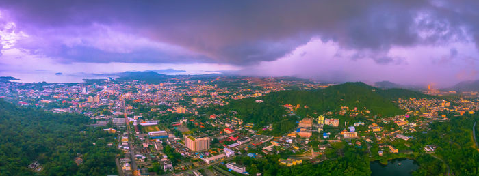 High angle view of townscape against sky