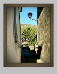 View of building through window