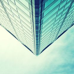 Low angle view of building against blue sky