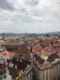 High angle shot of townscape against sky