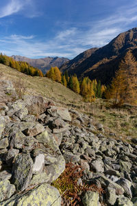 Scenic view of rocky mountains against sky