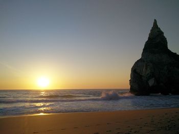 Scenic view of sea at sunset