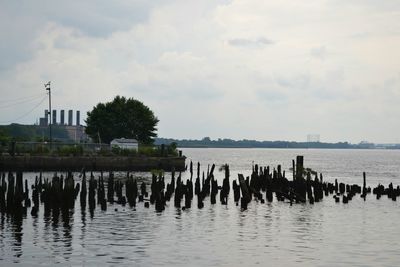 View of river against cloudy sky