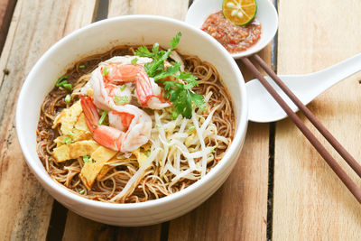 Close-up of food in bowl on table