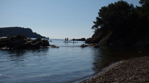 Scenic view of sea against clear sky