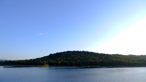 Scenic view of lake against clear sky