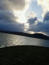 Scenic view of sea against cloudy sky