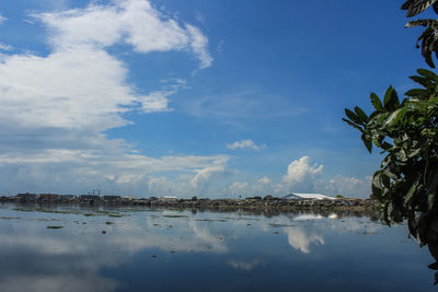 Scenic view of lake against sky
