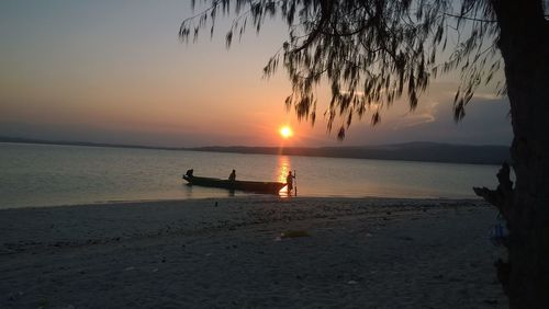 Scenic view of sea at sunset