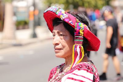 Portrait of woman looking away