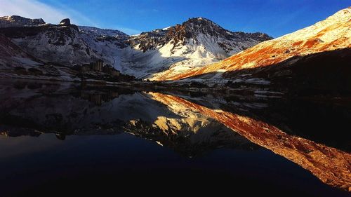 Reflection of mountain in lake