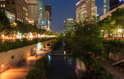 Illuminated city at night