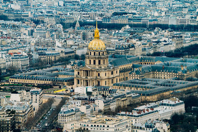 High angle view of buildings in city