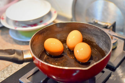 High angle view of breakfast on table