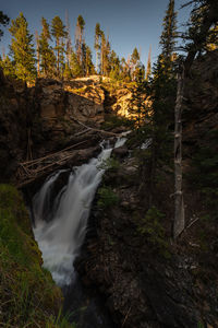 Stream flowing through rocks in forest