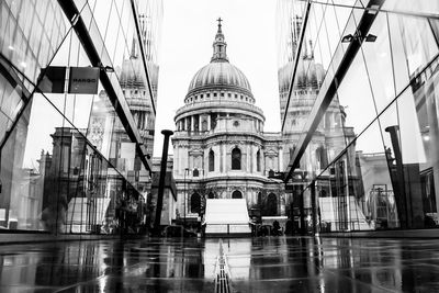 Reflection of buildings in city