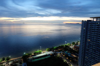 Scenic view of sea against sky at sunset