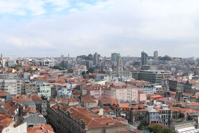 High angle view of townscape against sky