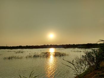 Scenic view of sunset over calm sea