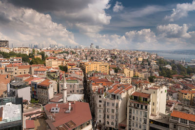 Aerial view of cityscape against sky