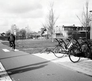 Person riding bicycle in park