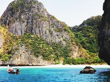 Scenic view of sea and rocks