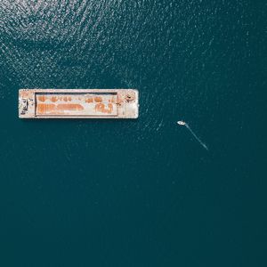 Directly above shot of boats sailing on sea