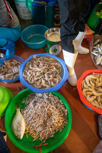 High angle view of food on table