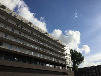 Low angle view of modern building against sky