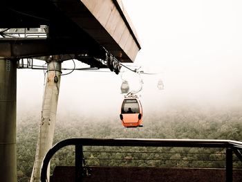 Overhead cable car against sky