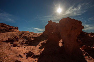 Rock formations on sunny day