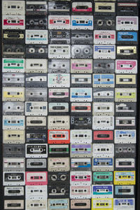 Full frame shot of colorful cassettes