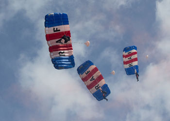 Low angle view of parachutes 