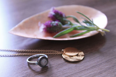 Close-up of dessert in plate on table