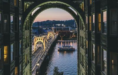 Bridge over river in city