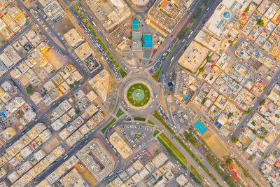 Aerial view of road intersection in city