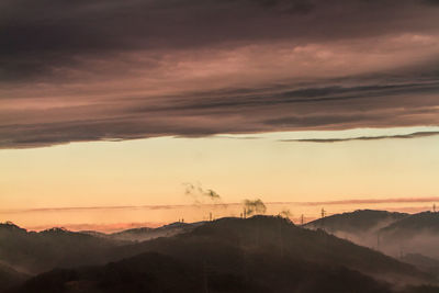 Scenic view of dramatic sky during sunset