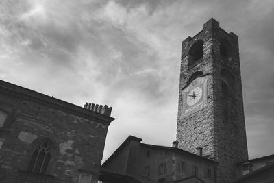 Low angle view of old building against sky