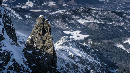 Aerial view of snowcapped mountain