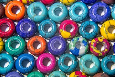 Full frame shot of multi colored ceramic beads