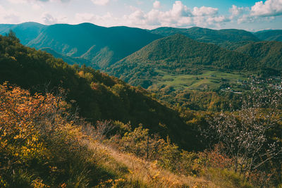 Scenic view of mountains against sky