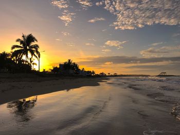 Scenic view of beach during sunset