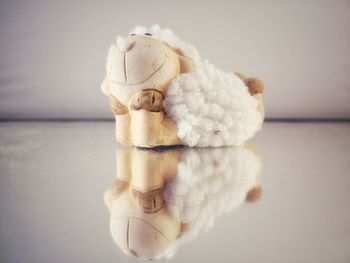 Close-up of ice cream cone on table