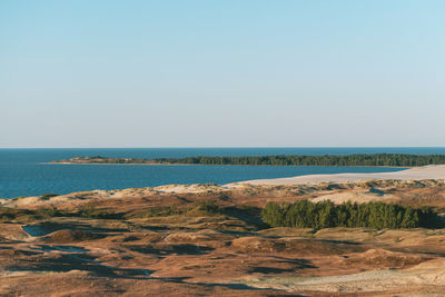 Scenic view of sea against clear sky