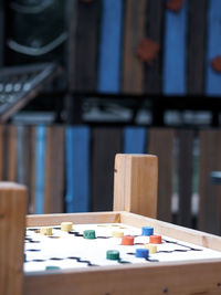 Close-up of board game on table