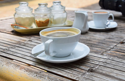 Close-up of food on wooden table