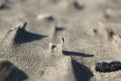 High angle view of shadow on sand