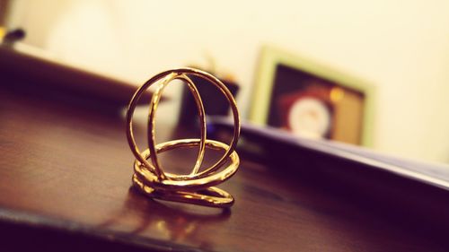 Close-up of electric lamp on table