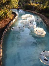 High angle view of swimming pool in lake